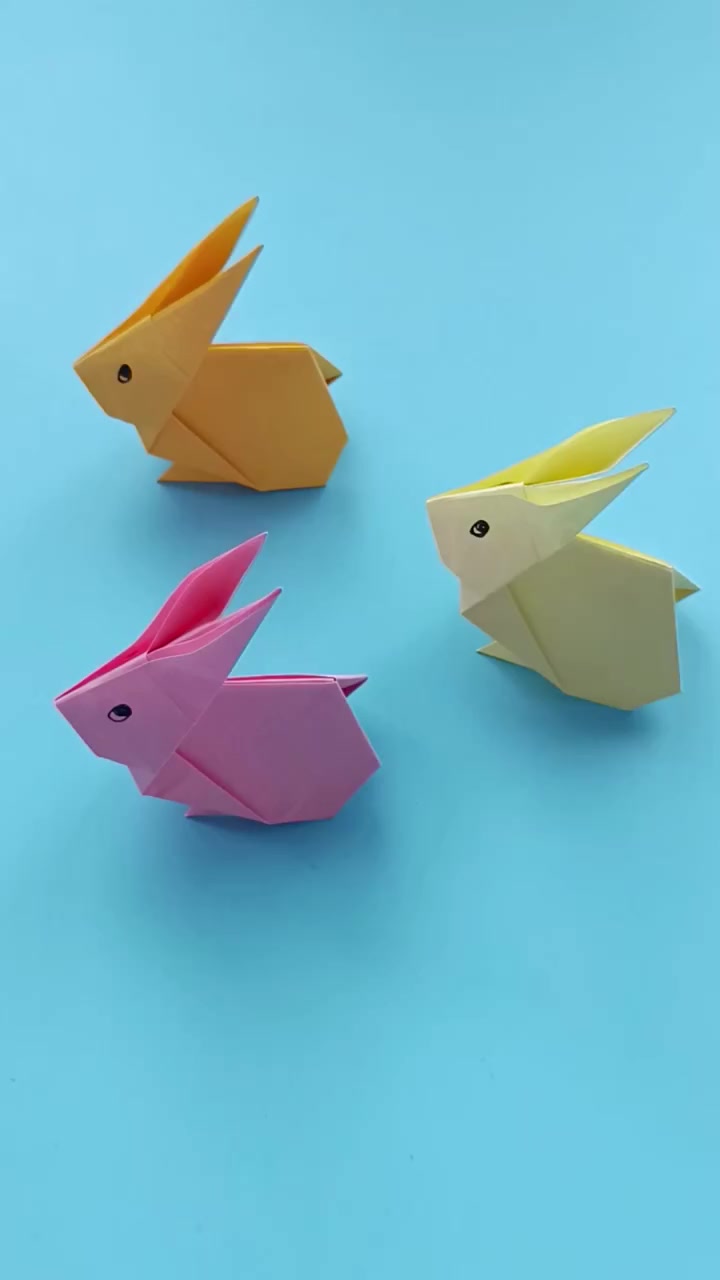 第153集|兔子折纸方法教程,手工叠立体小兔子