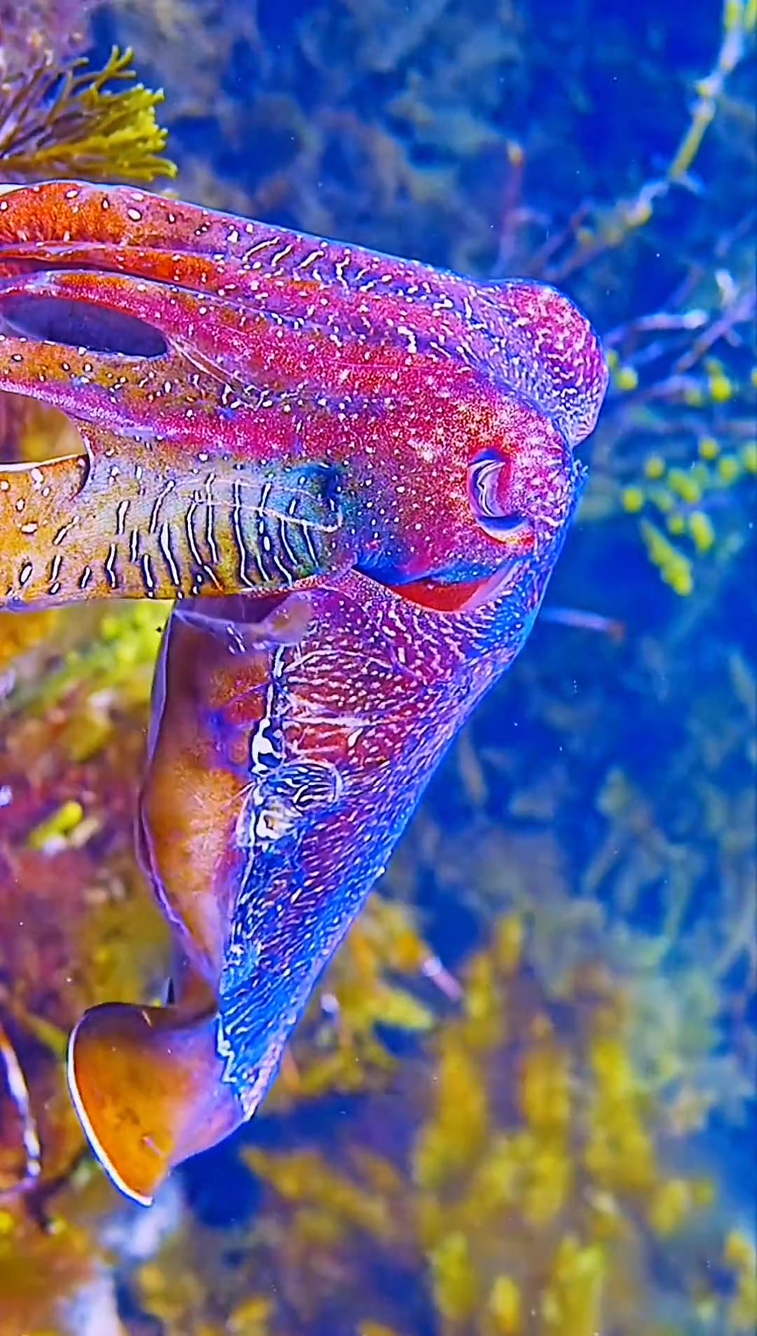如此好看的鱿鱼你们见过吗?红彤彤的很喜庆 海底世界 海洋生物 鱿鱼