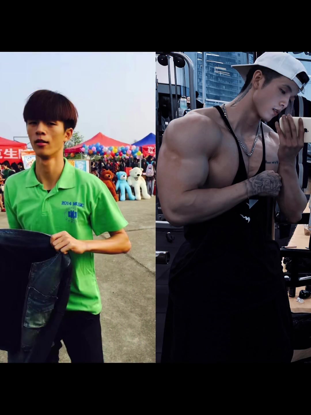男孩子要么穿上军装保护家人,如果没有机会穿上军装,那就练一身肌肉保护家人(图片是大学军训)