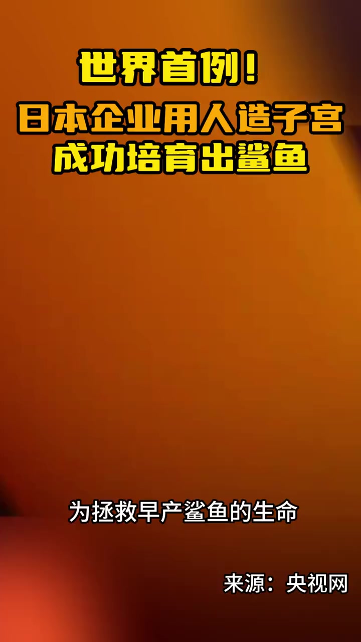 世界首例!日本企业用人造子宫成功培育出鲨鱼 科技