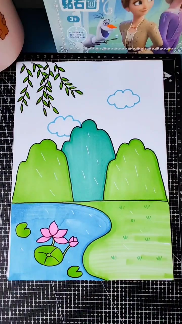 走进了桂林的山水画 用手掌画山水 简笔画 育儿