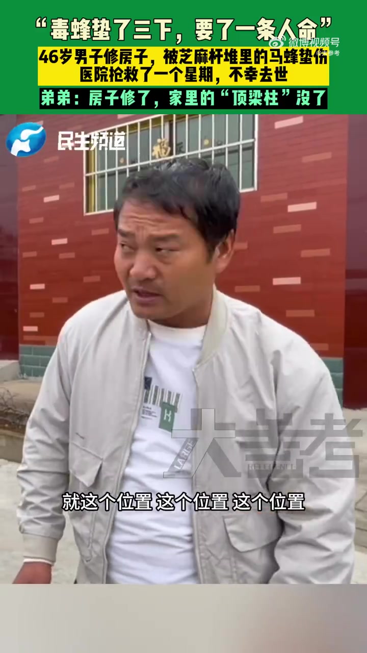 男子修房被马蜂蜇三下不幸去世「被蜜蜂蜇伤四步急救」第一:立即用针头或者注射器挑出毒刺;第二