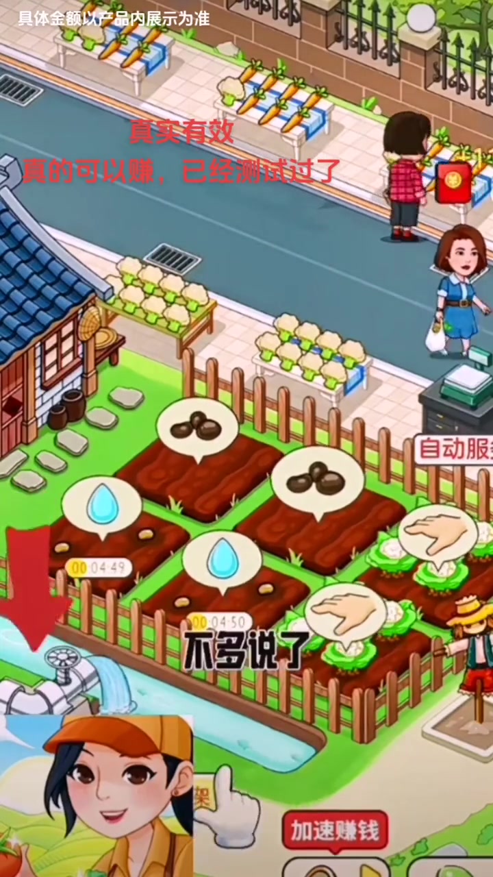 这个游戏真的可以赚,已经测试过了,真实有效 热门游戏 学生党专属 有机菜市场 生活很累但要