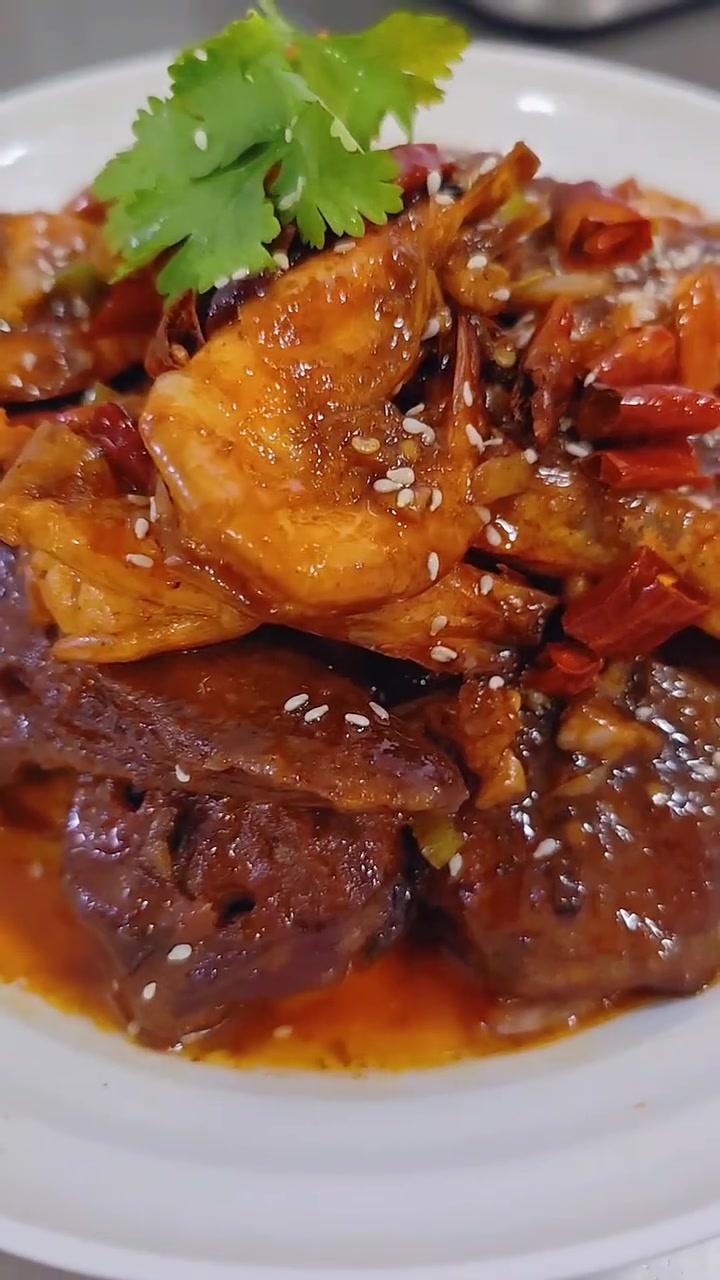 干锅鸭头味汁大虾 这菜太好吃了