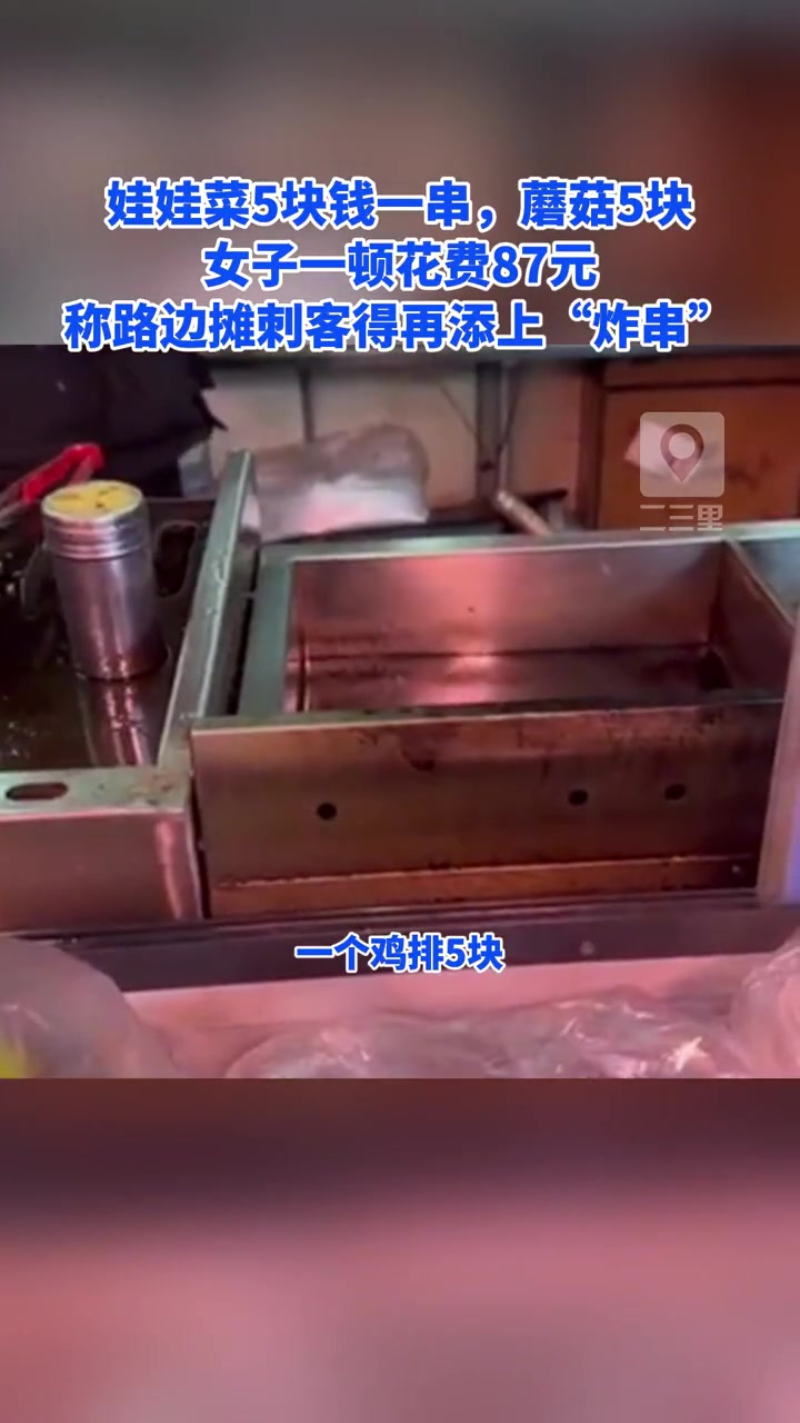 女子一顿炸串花费87元 娃娃菜5块钱一串,蘑菇5块,直呼 路边摊刺客得再添上“炸串”