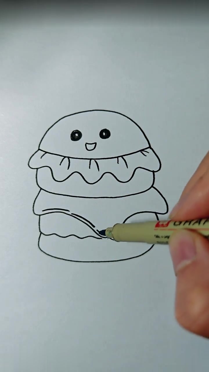 汉堡包简笔画,一起来学!