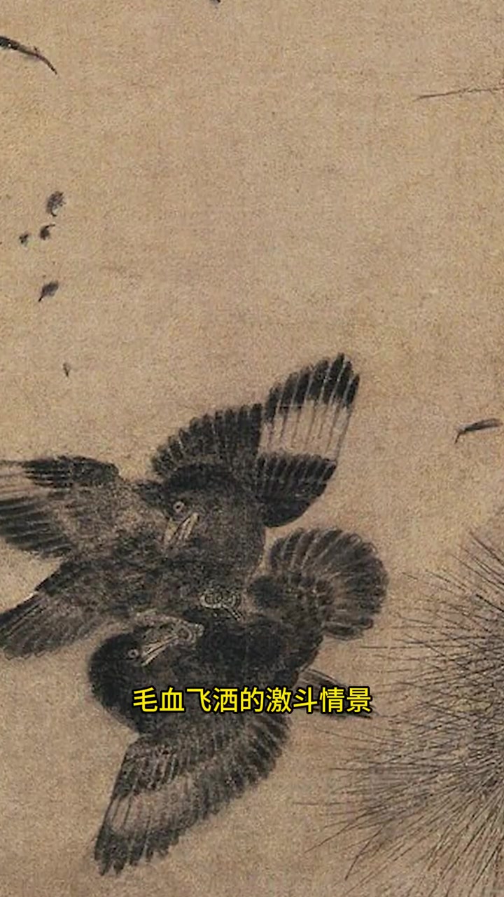 宋徽宗画的“3只八哥”,嬉戏打闹,生动形象 国画 国画艺术 书画