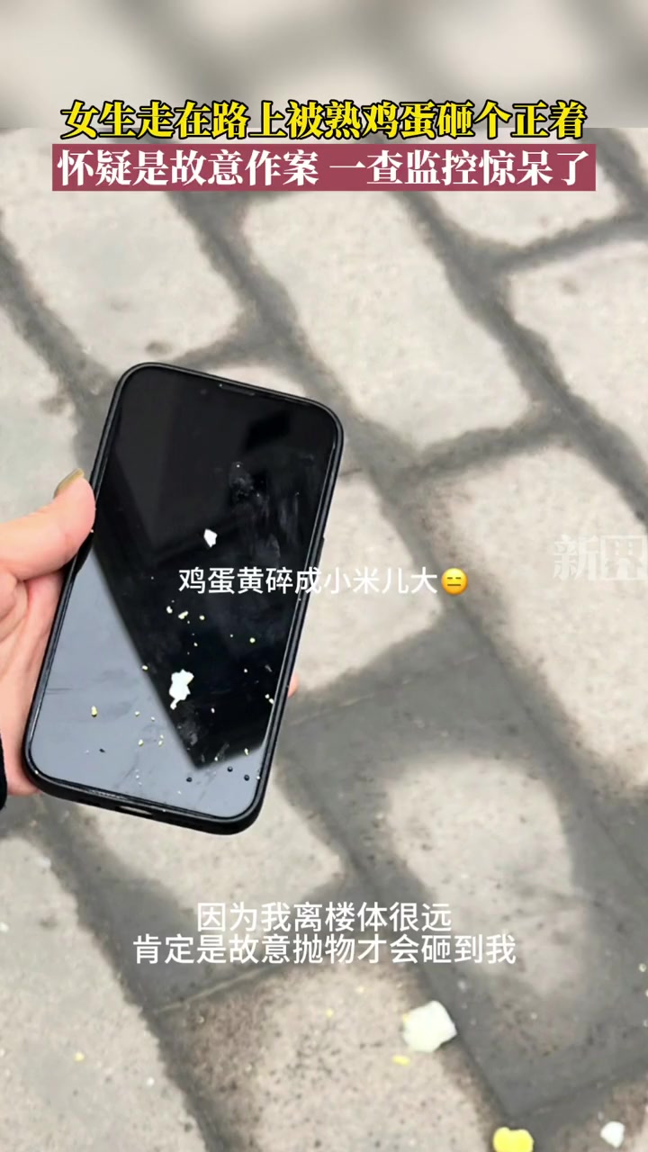 女生走在路上被熟鸡蛋砸个正着,怀疑是故意作案,一查监控惊呆了。监控下的一幕 真实案件记录