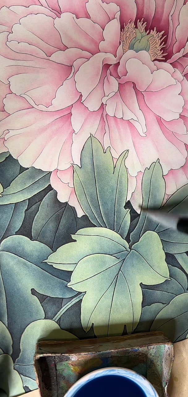 荷花白描底稿左下角小黄车可以下单
