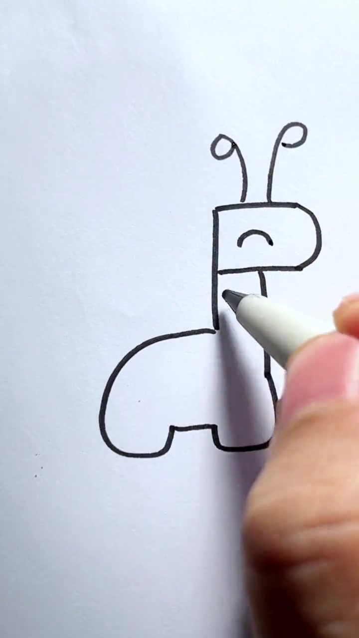 长颈鹿这样画,秒会!创意简笔画 亲子简笔画 一起来画画 创意美术 儿童简笔画教程