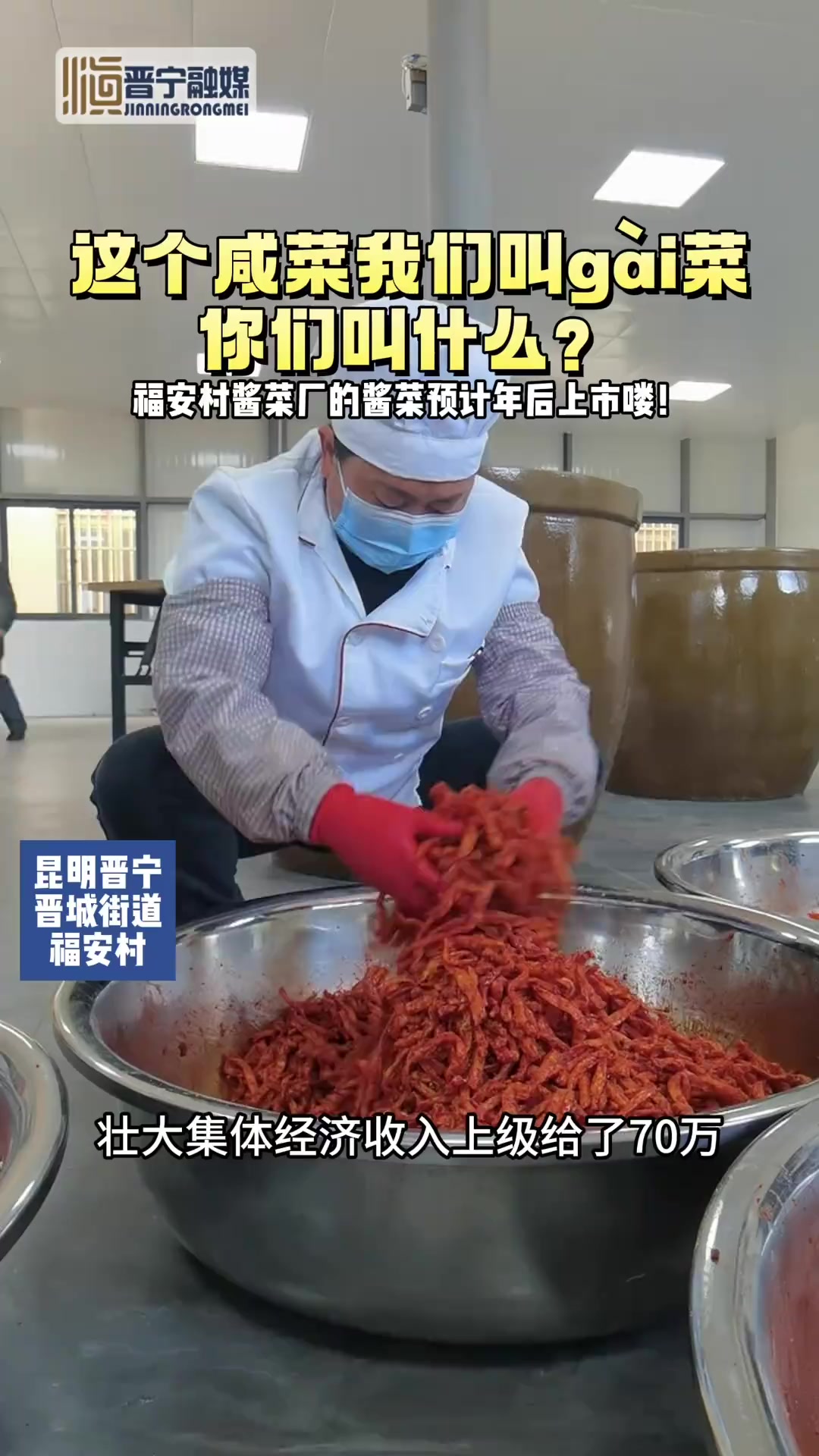 福安村酱菜厂的酱菜预计年后可以上市!为家乡美食打call 年味 我家晋宁美