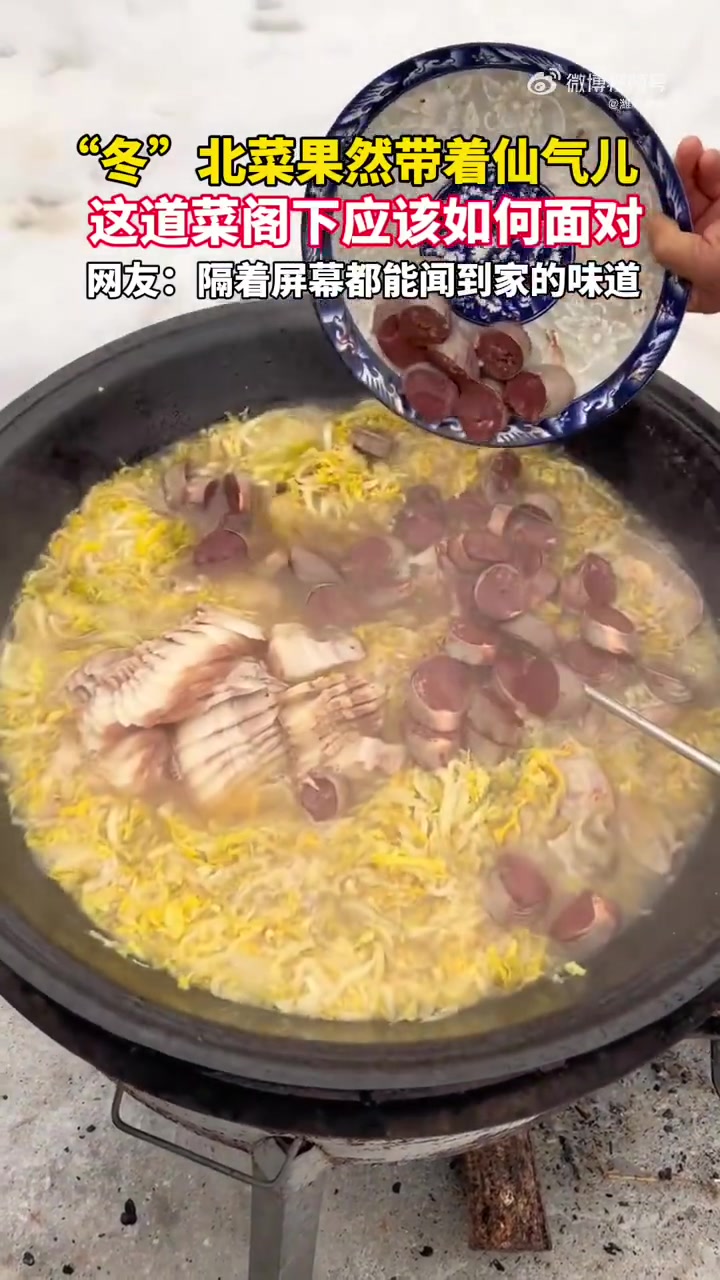 冬天的东北菜自带仙气!如果我拿出这道杀猪菜,阁下应如何应对?网友:我拿蘸酱应对(极光新闻)