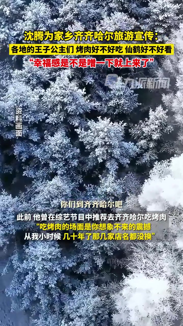 1月12日,沈腾为家乡齐齐哈尔旅游宣传:各地的王子公主们,烤肉好不好吃?仙鹤好不好看?幸福