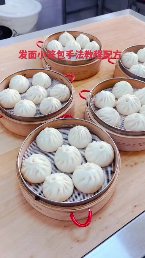发面小笼包手法教程配方:面粉500克,酵母3克,老面60克,白糖5克,改良剂2克,水260