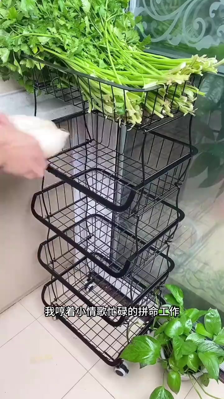 这个置物收纳架 实用省空间 有了它厨房里的瓜果蔬菜都有地方收纳了 移动置物架 多层收纳柜
