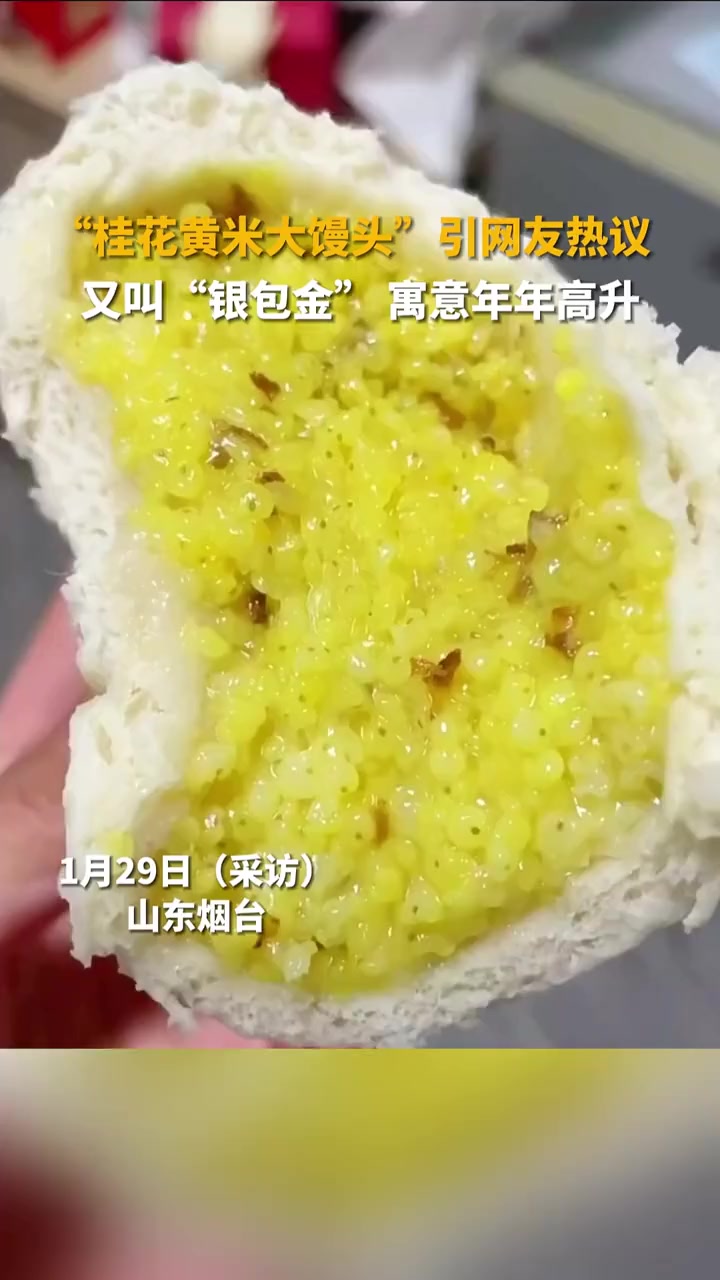 桂花黄米大馒头 “桂花黄米大馒头”引发网友热议。原来它叫“银包金”,面皮里面包的是“黄年糕