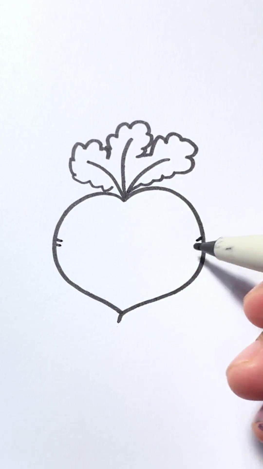 用爱心画萝卜,炒鸡简单!创意简笔画 亲子简笔画 一起来画画 创意美术 儿童简笔画教程