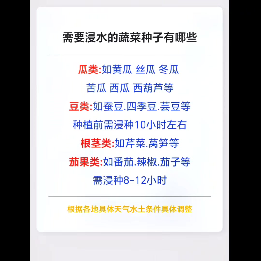 需要浸种的蔬菜有哪些