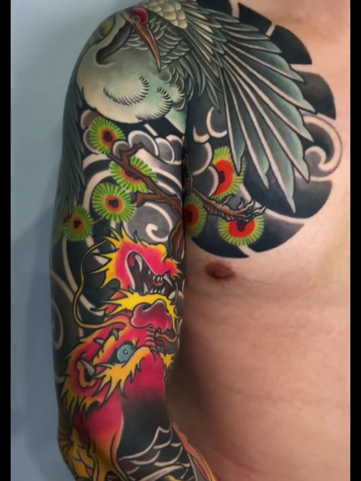 老传统半甲七分袖!大连玄铭堂刺青 老传统纹身 纹身手稿 纹身设计 大连纹身