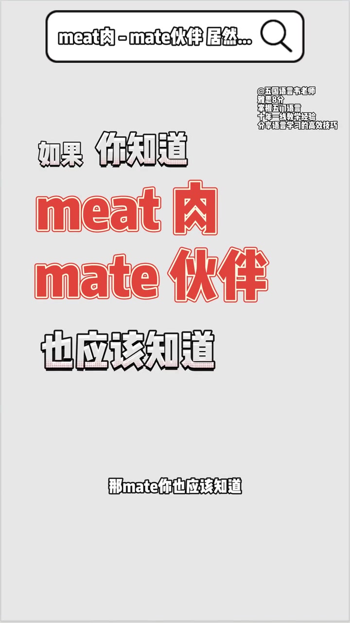 第155集|meat肉 - mate伙伴 居然……背单词 零基础英语 英语没那么难