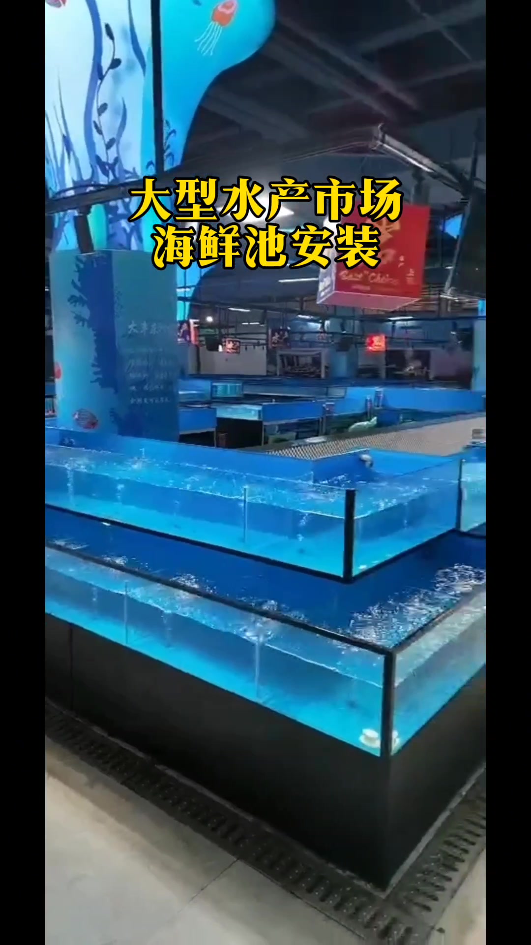 水产市场鱼缸定制-农贸菜市场海鲜池制作,海鲜鱼缸鱼池安装