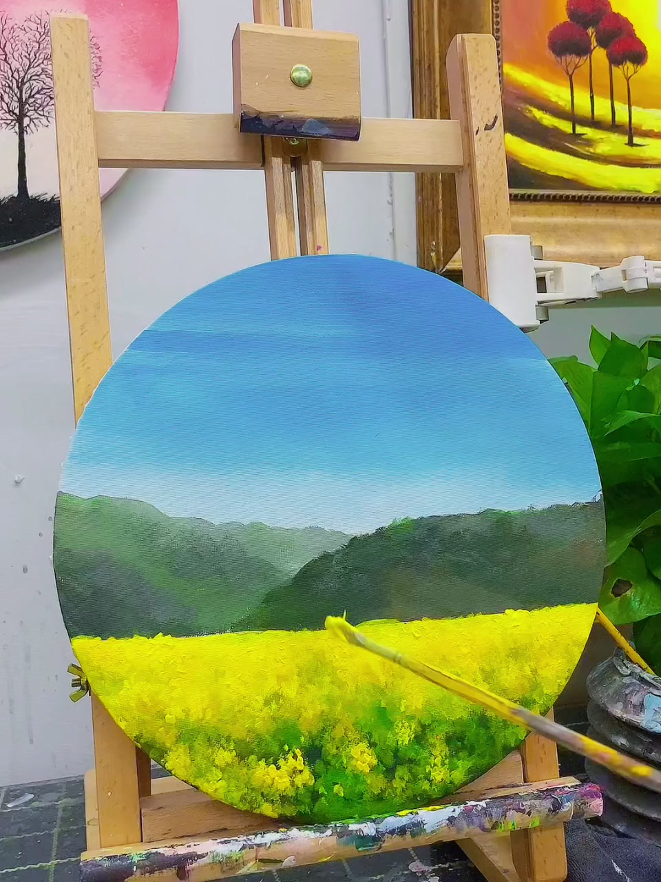 超简单丙烯画 春天油菜花 零基础体验 DIY