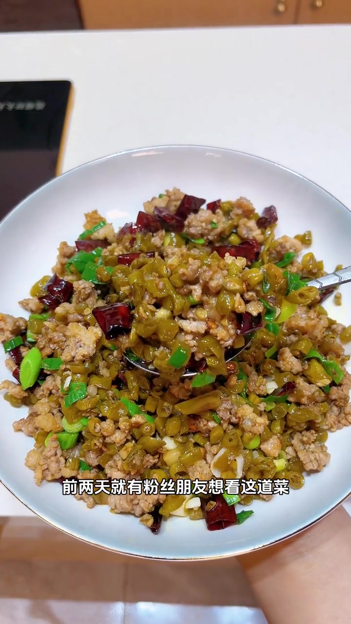 贵州经典下饭菜酸豇豆炒肉末 贵州美食 酸豇豆肉沫 酸豇豆