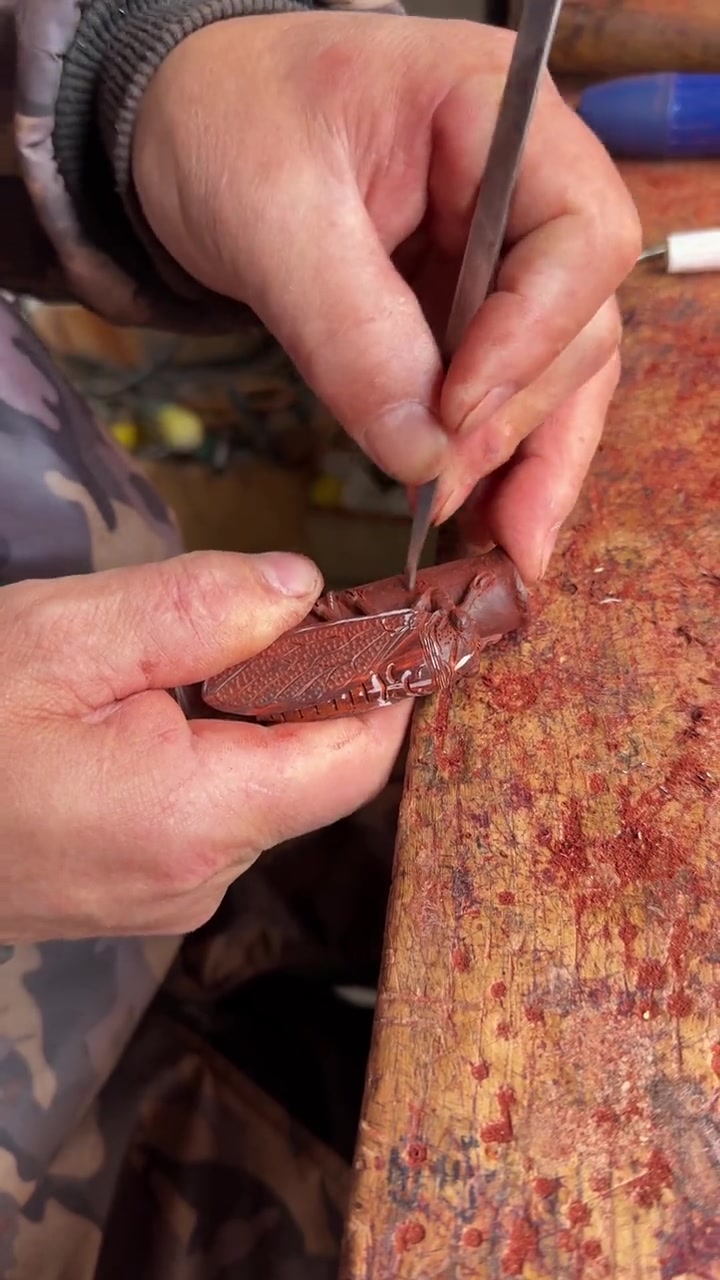 传统手工艺木雕手把件「知足常乐」