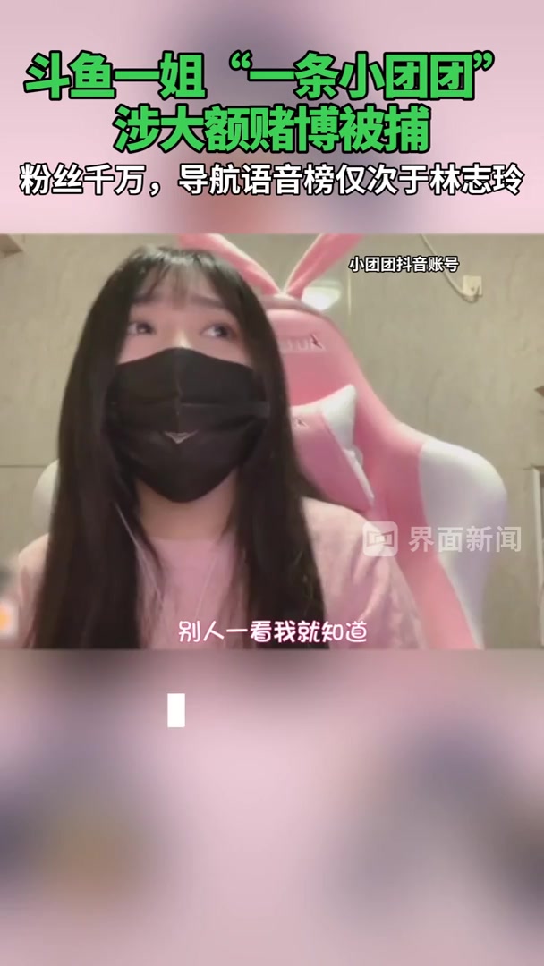 斗鱼一姐“一条小团团”涉大额赌博被捕,粉丝千万,导航语音榜仅次于林志玲
