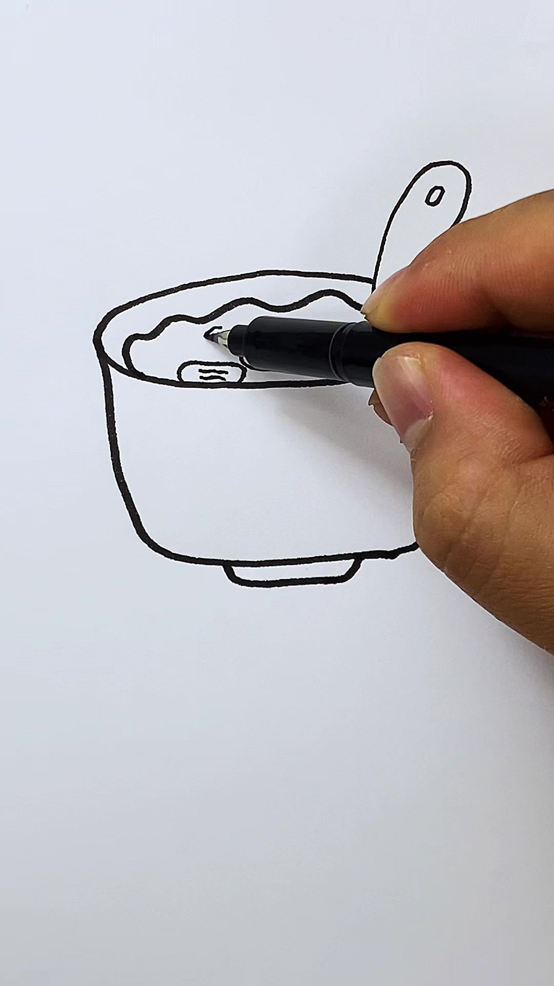 爸爸妈妈分别画的一碗粥,你们说谁的更好看呢?