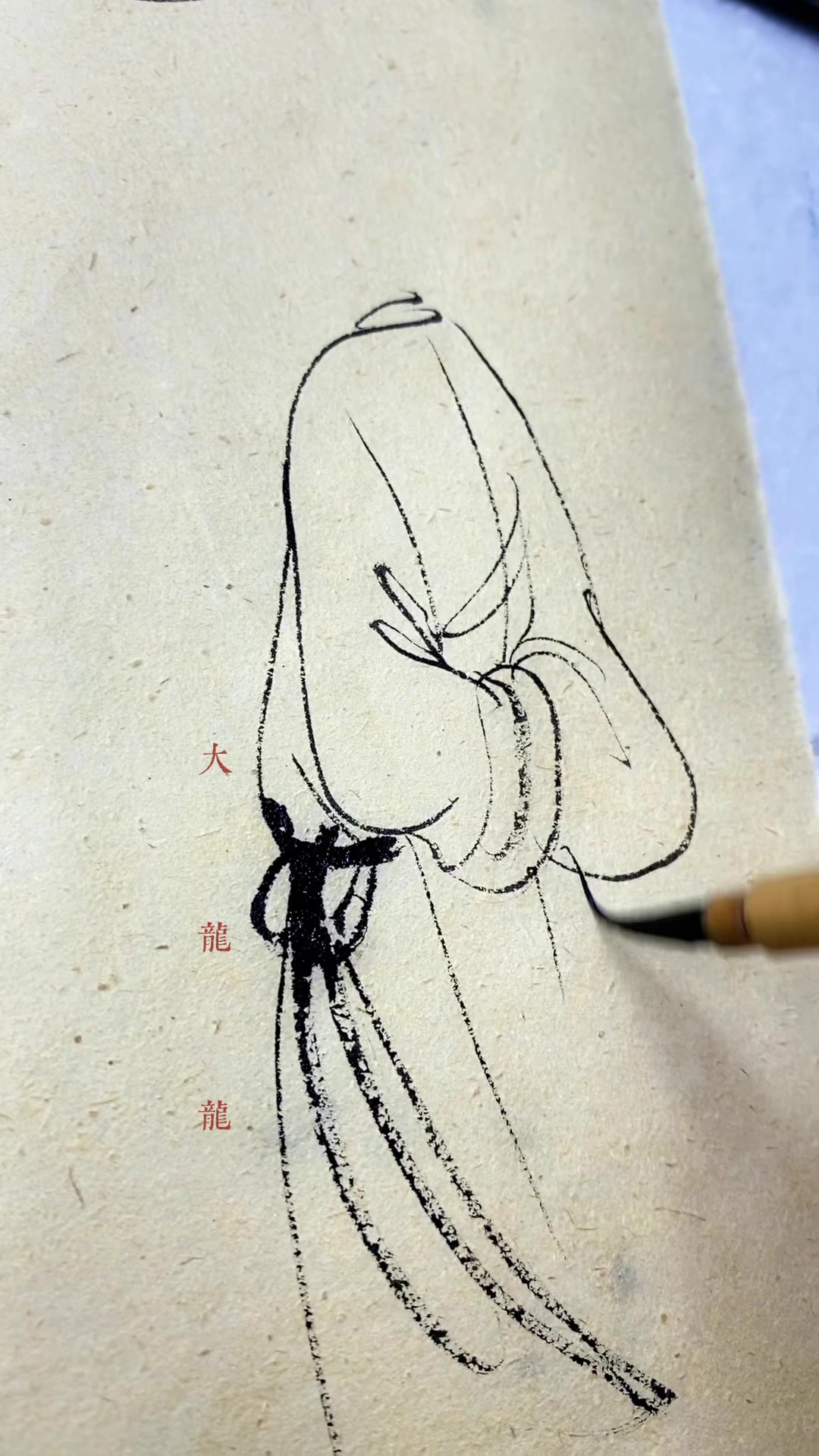 国画写意白描画人物