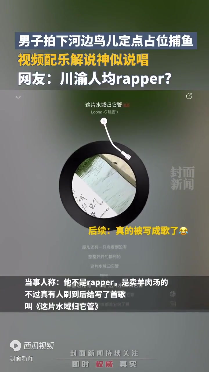 男子拍下河边鸟儿定点占位捕鱼,因视频解说神似说唱走红