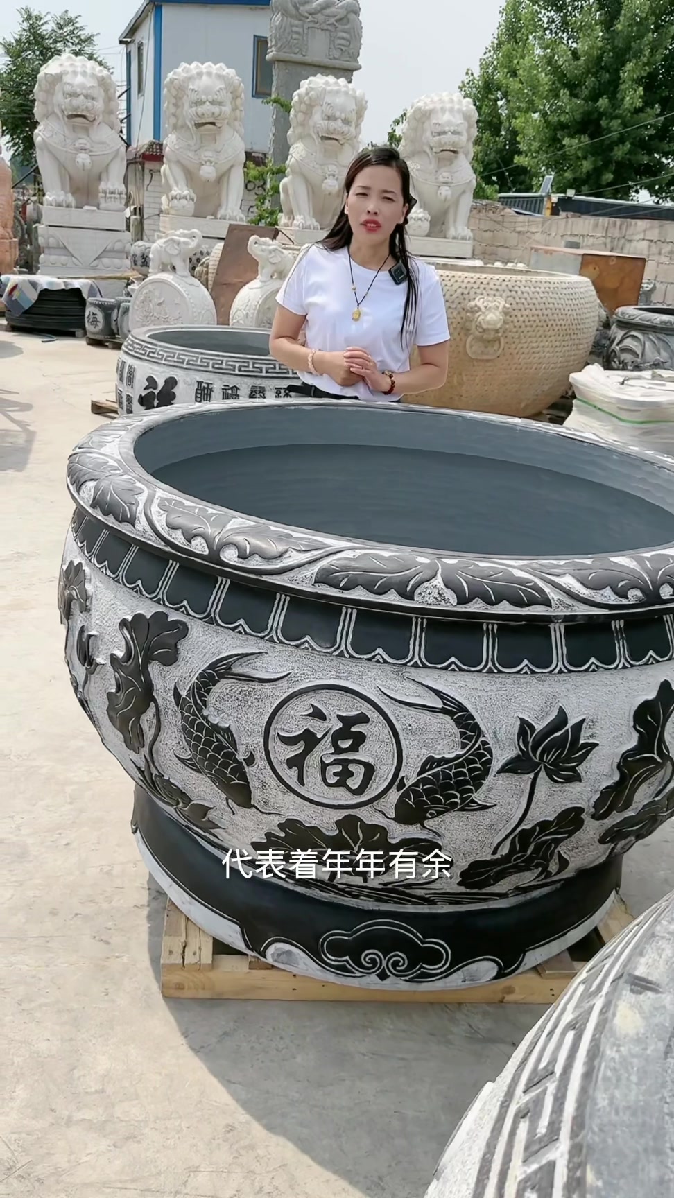 仿古青石鱼缸花盆荷花缸