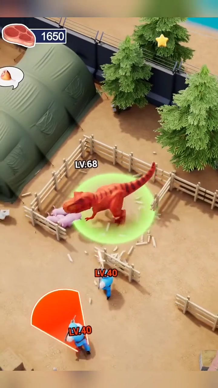 小恐龙漂流到小岛上吃肉