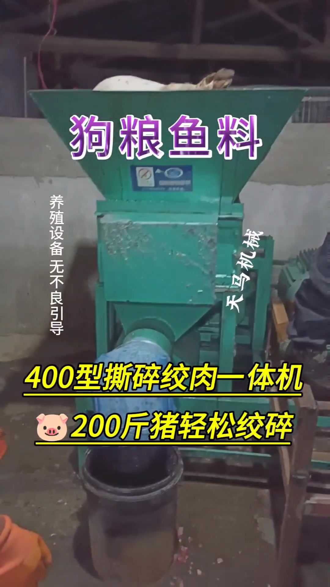 400型撕碎绞肉一体机,200斤猪轻松绞碎