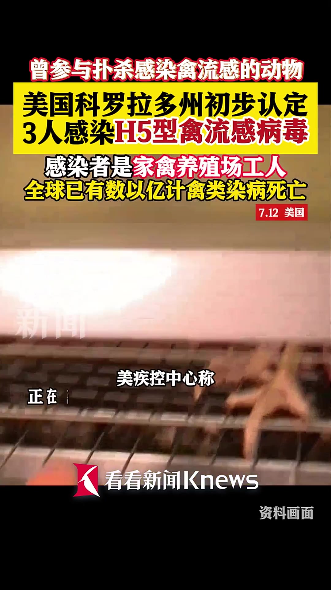 美国科罗拉多州报告3人疑似感染H5型禽流感病毒
