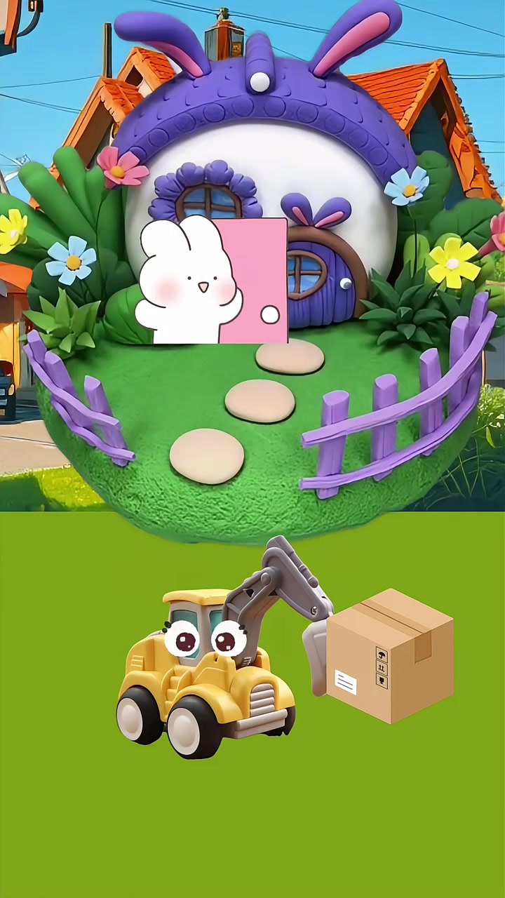 小挖机帮快递车送货收到了巧克力蛋糕