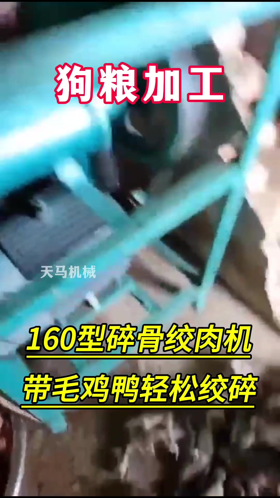 《客户使用视频》160型碎骨绞肉机,带毛整鸡鸭轻松绞碎
