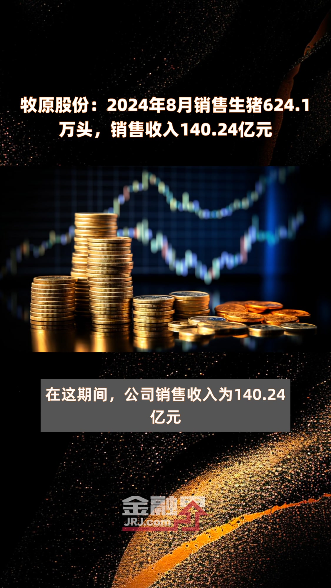 牧原股份:2024年8月销售生猪624.1万头,销售收入140.24亿元|快报