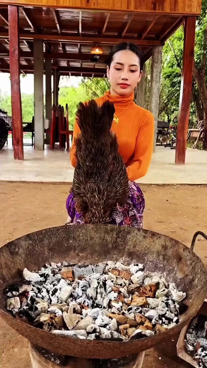 女人抓了一只新鲜野鸡,回到家做了一顿红烧老母鸡,味道很不错