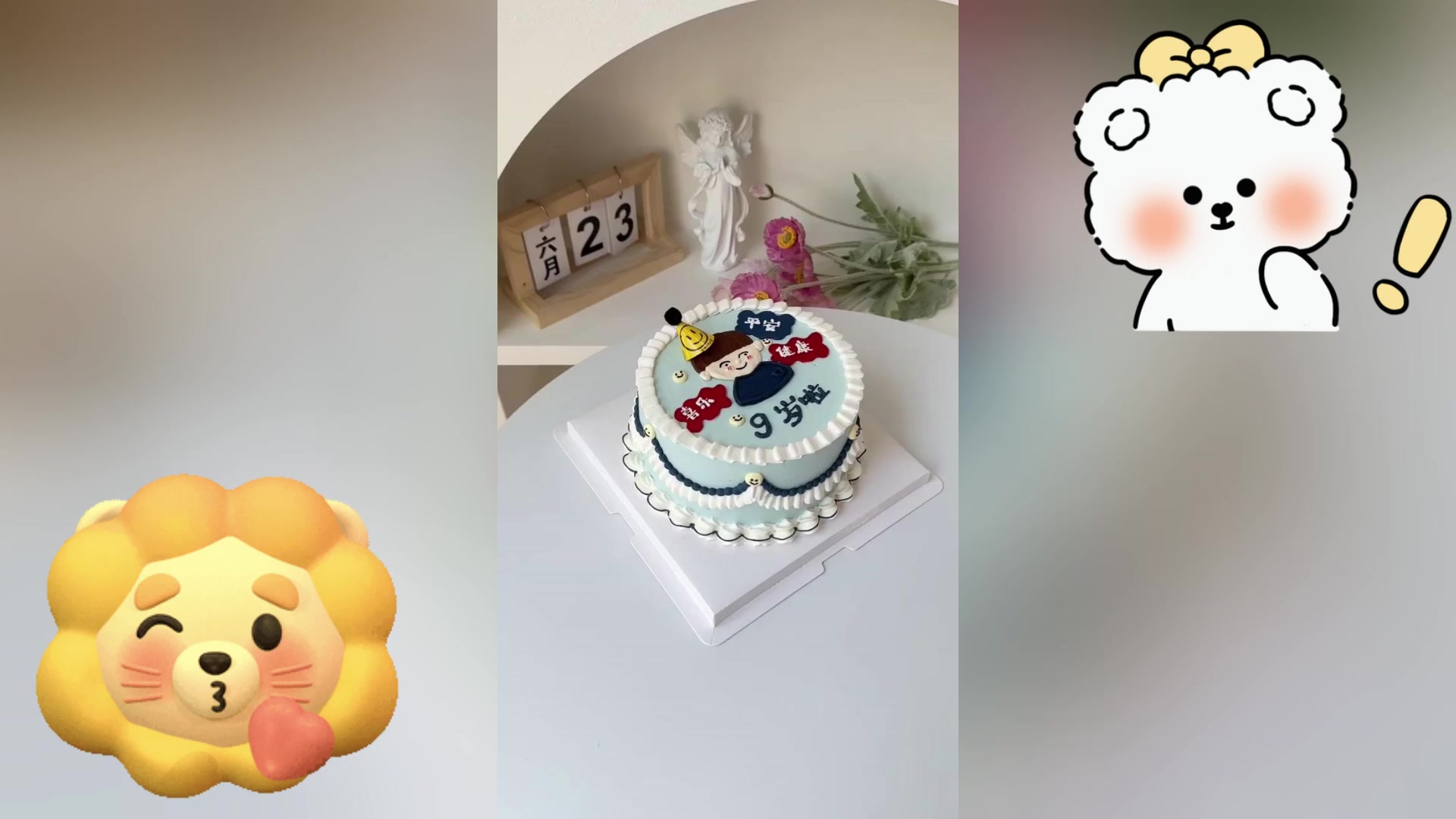 可爱小男孩手绘蛋糕,童趣十足