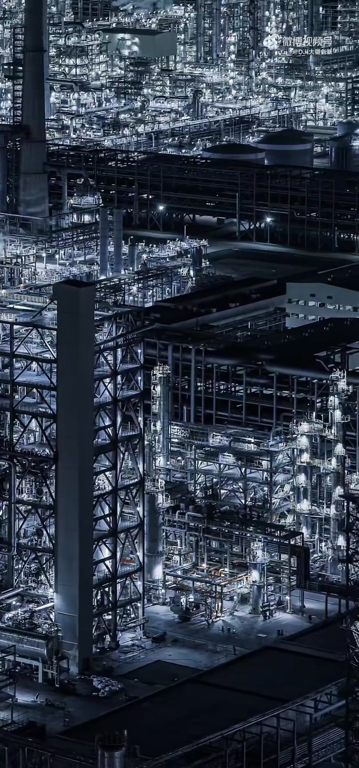 Inspire 3 航拍镜头下的浙石化鱼山岛绿色石化基地,有一种极致的未来工业美感,无比震