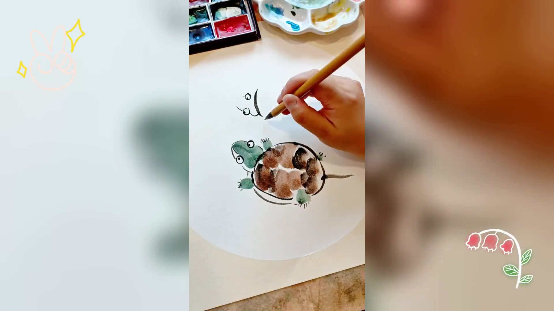 简易可爱小乌龟国画教程,儿童易学
