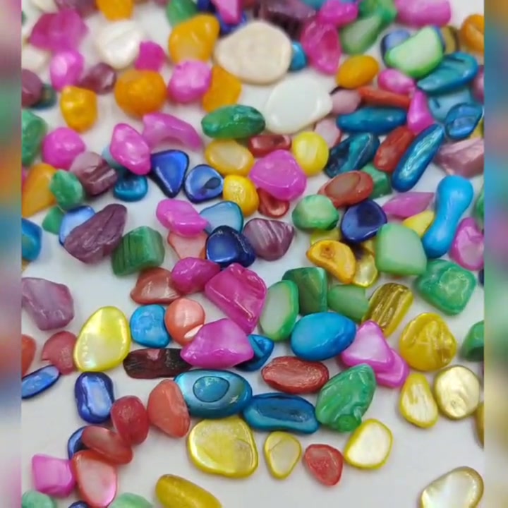 抛光彩色贝壳片 鱼缸造景壁画装饰炫彩反光鲍鱼片染色贝壳砂