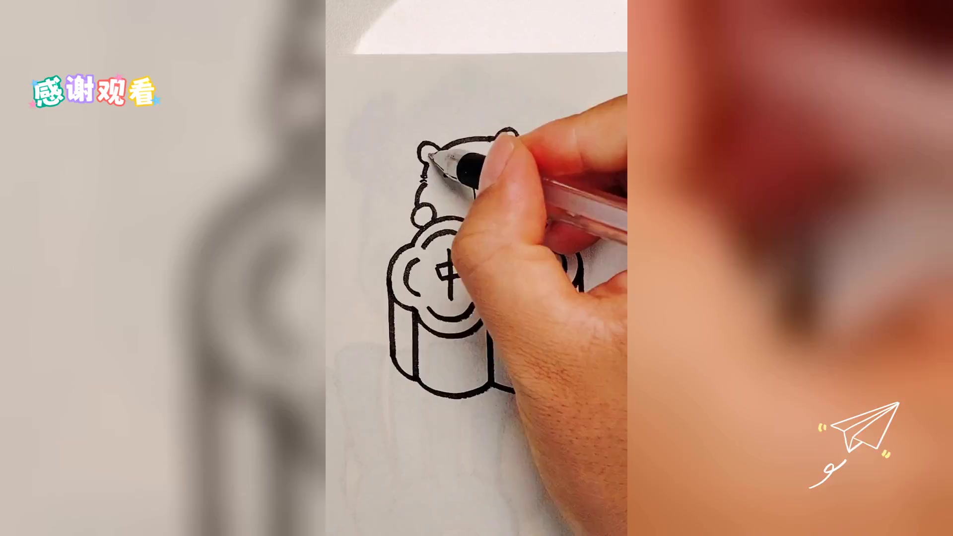 卡皮巴拉中秋,赏月简笔画