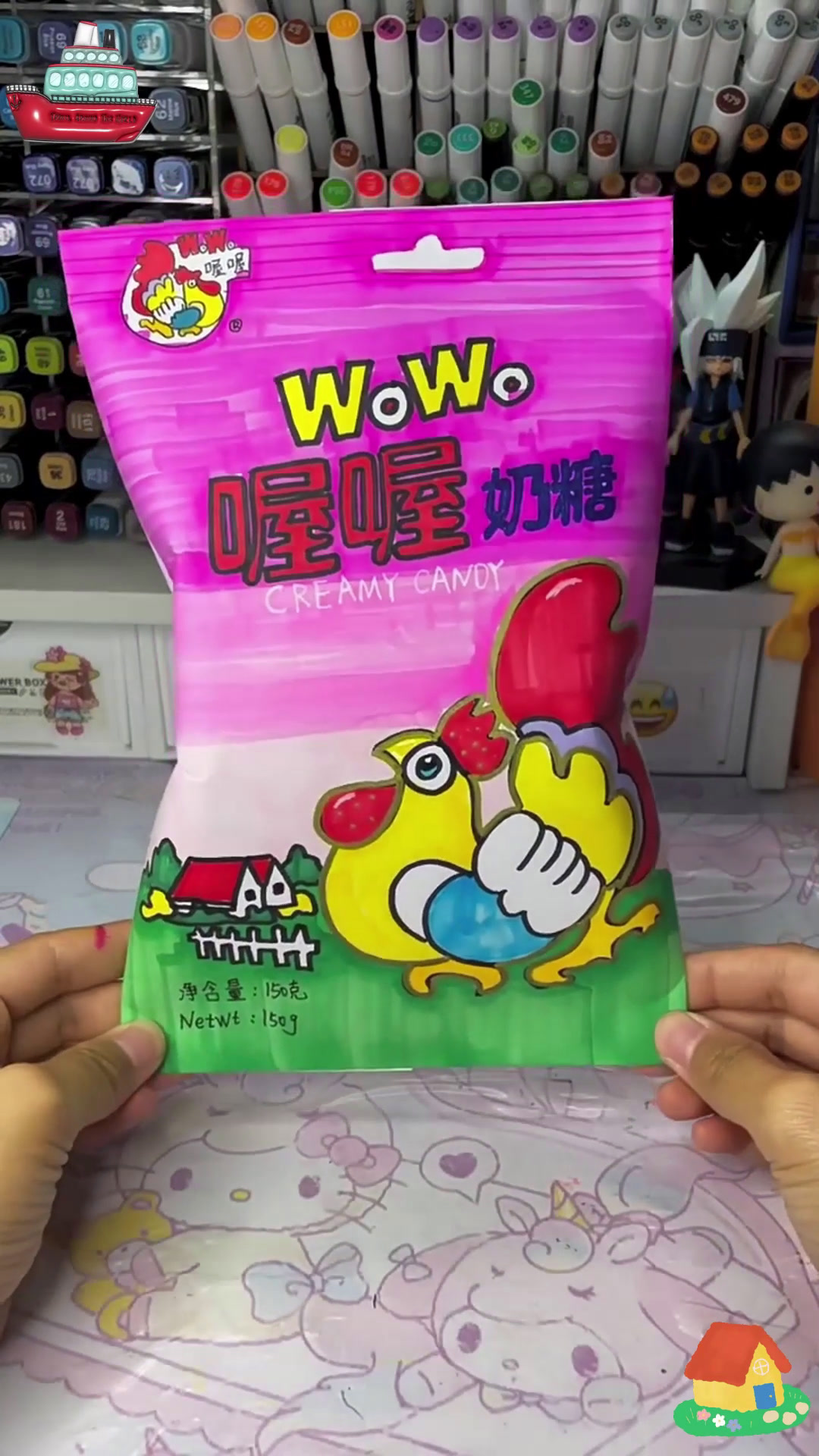 手工制作的喔喔奶糖盲袋,可爱又有趣!