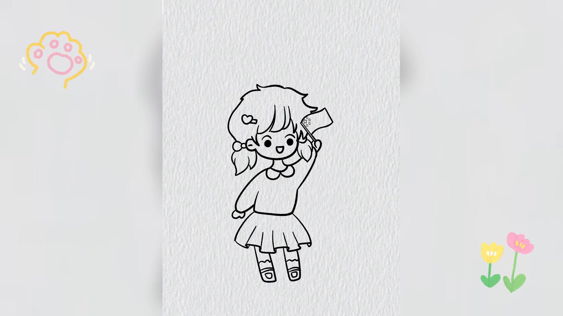 爱国主题男女生,简笔画教学