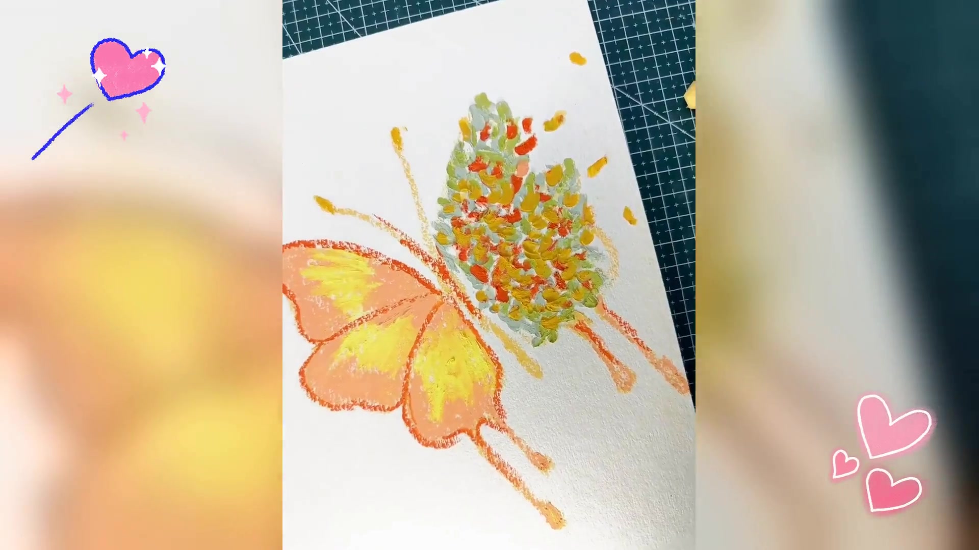 简约INS风油画棒绘蝴蝶,美翻了