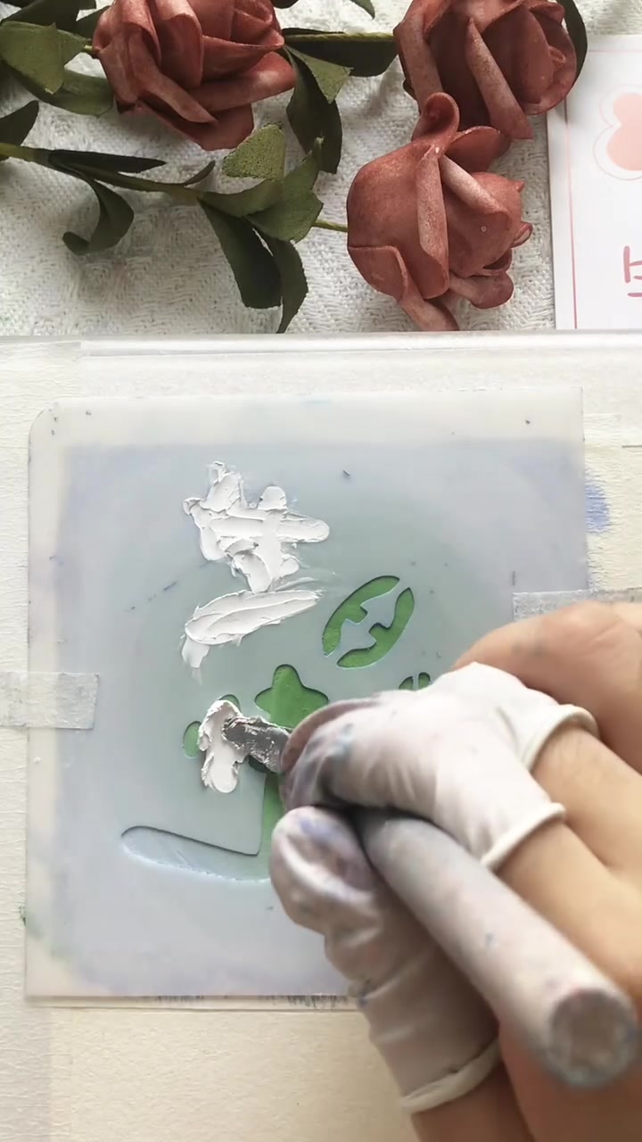 绿色系蝴蝶与玫瑰生日四宫格礼物定制