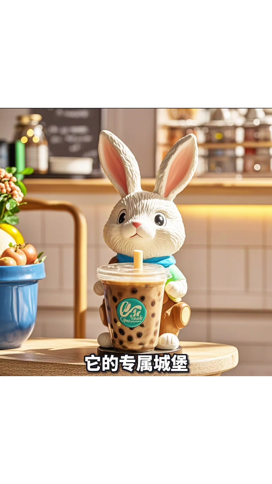 极具创意的玻璃钢雕塑网红卡通奶茶杯兔子公仔造型雕像